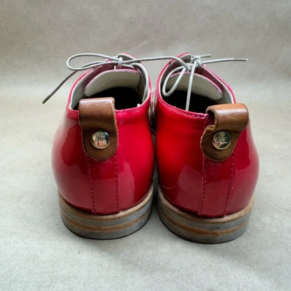 AGL Candy Apple Red Patent Leather Lace-Up Oxfords. Size EU 37.5 - Picture 4 of 7
